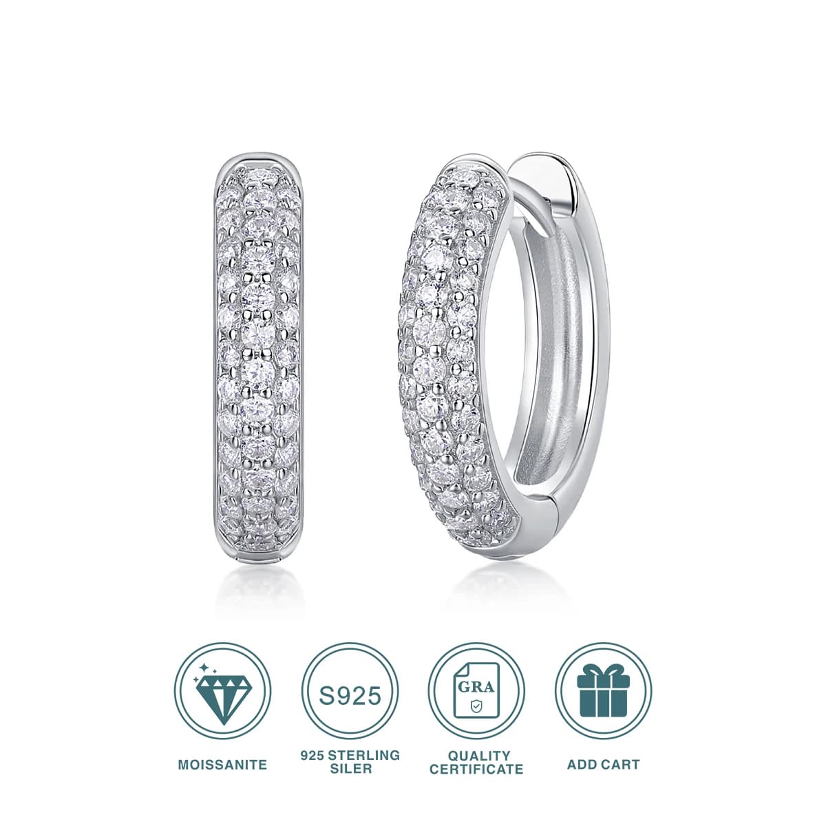 JIUZUAN-Boucles d'Oreilles en Argent 925 Plaqué Or 18K Moissanite D Couleur, Bijoux de ixde Mariage pour Femme avec Boîte-Cadeau