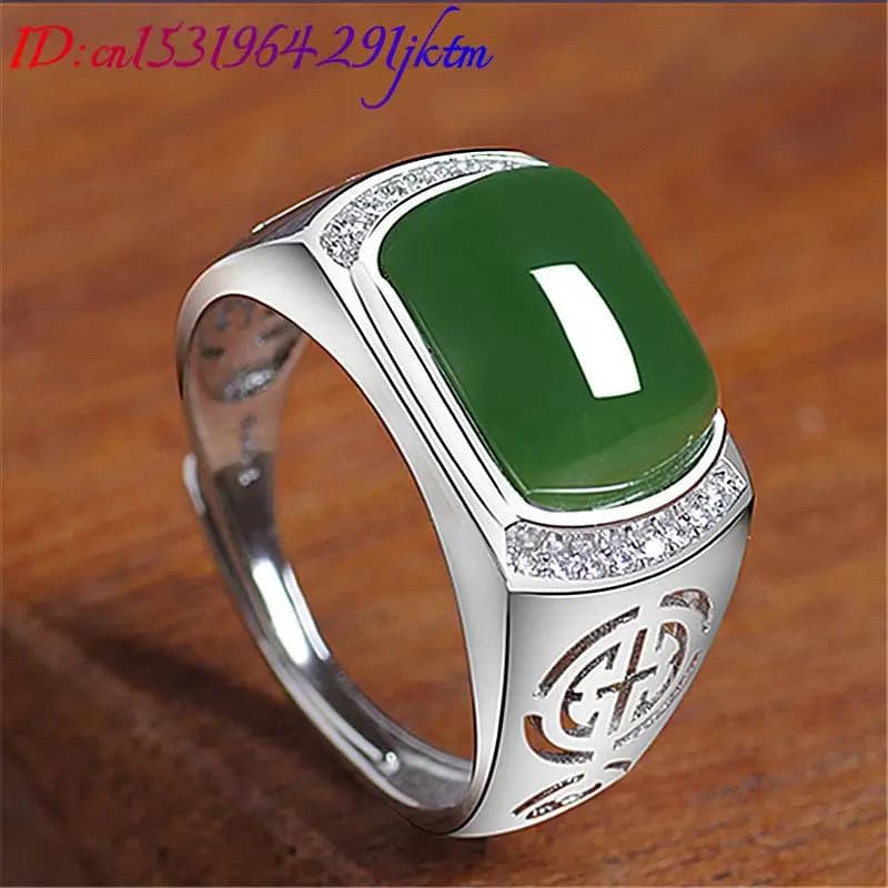 Bague réglable en argent 925 avec pierre précieuse sculptée, bague de fleurs vertes naturelles diversifiées, accessoires de mode de luxe, bijoux réels
