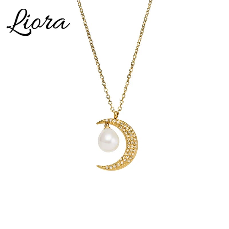 Liora – colliers et boucles d'oreilles en zircone cubique pour femmes, Imitation de perles, en acier inoxydable, plaqué or 18 carats, ensembles de bijoux de mariée