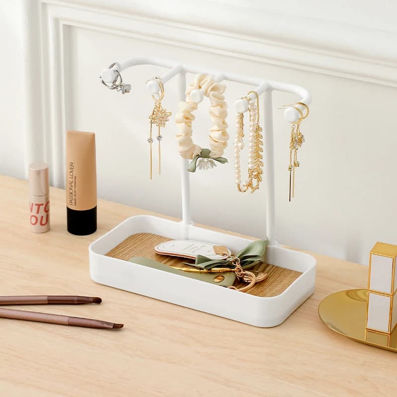 Présentoir à Bijoux T1 avec Base en Bois, Présentoir pour Boucles d'Oreilles et Colliers de la raq