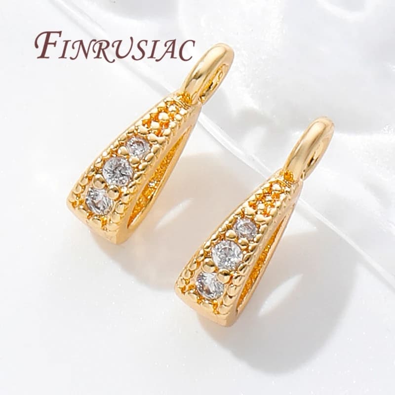 Laiton plaqué or véritable 18 carats avec fies en Zircon pour bijoux, stands pour pendentif avec anneau ouvert, accessoires de collier à faire soi-même