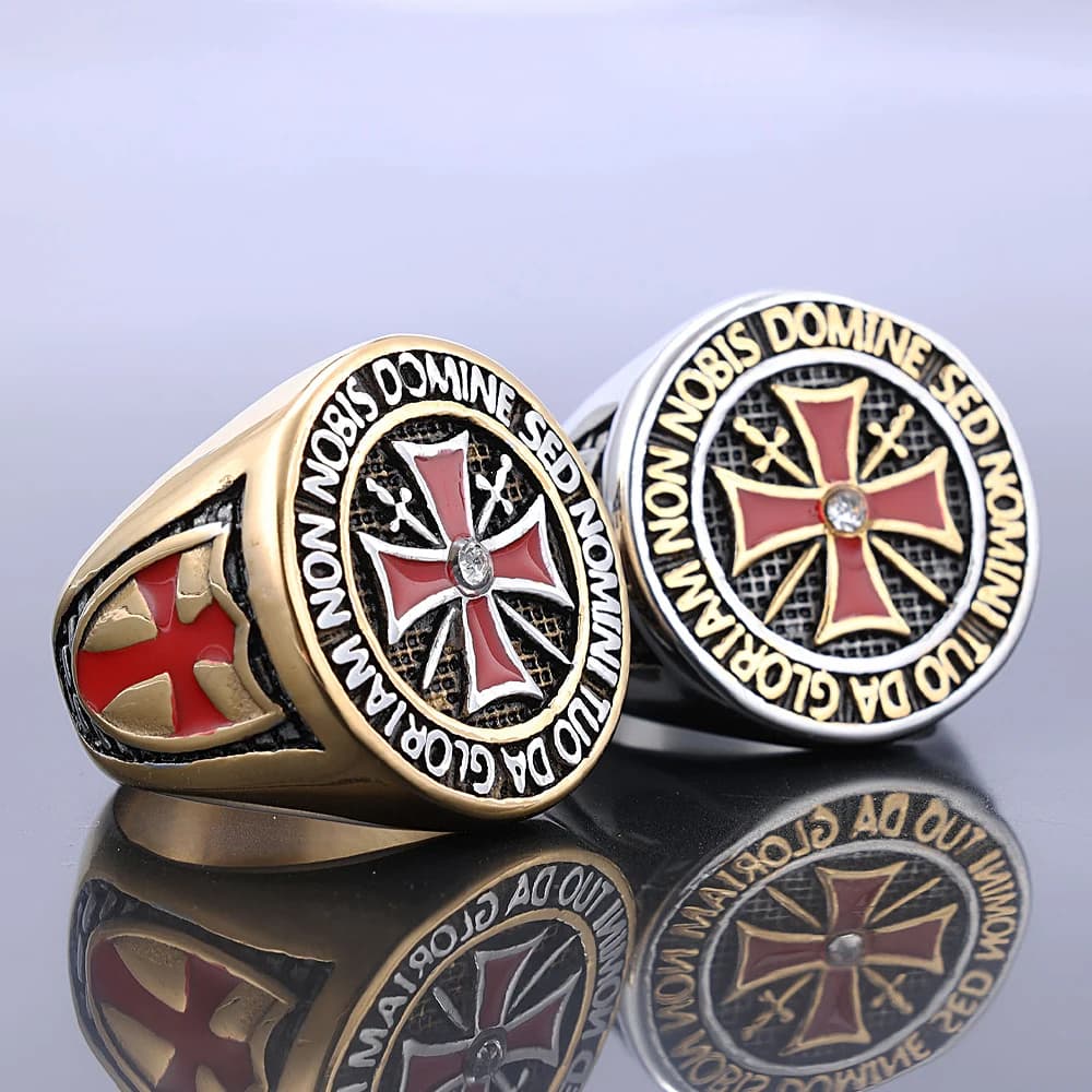 RapMetal-Bague croix rouge croisé pour hommes et garçons, acier inoxydable, chevaliers templiers dominateurs, matiques maçonniques, bijoux fantaisie, cadeaux