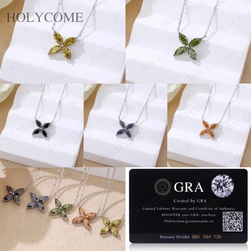 Collier pendentif Marquise Moissanite