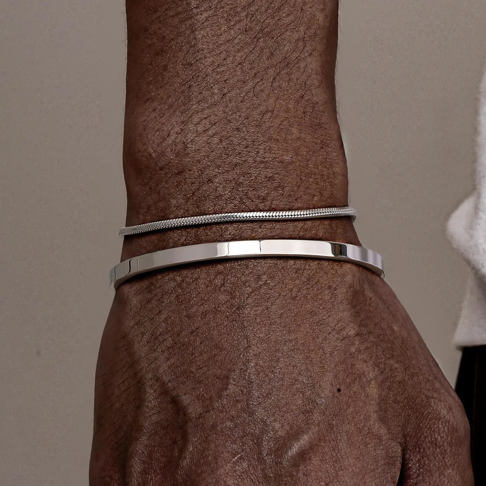 Bracelet manchette tendance de 4mm pour hommes, 2 pièces/ensemble, chaîne étanche, bracelet réglable, bijoux décontractés, cadeau pour mari papa BBF