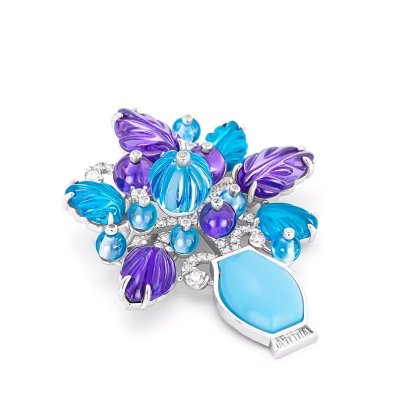 BELLUX Fine Jewelry Broche Vase de Luxe en Argent 925 avec Zircon Synthétique