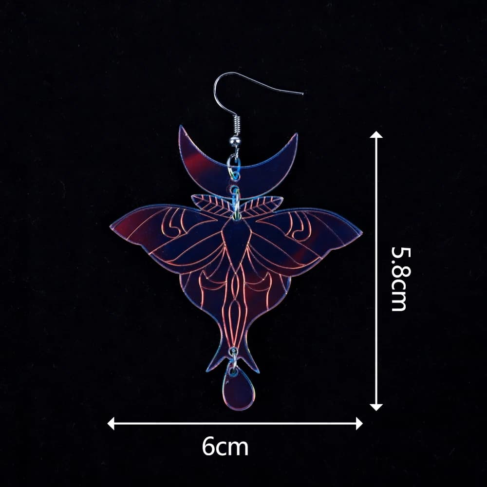 Boucles d'oreilles en acrylique Laser Luna Moth irisé pour femmes, mignon papillon, goutte d'eau, bijoux de déclaration, cadeaux, nouvelle collection 2023