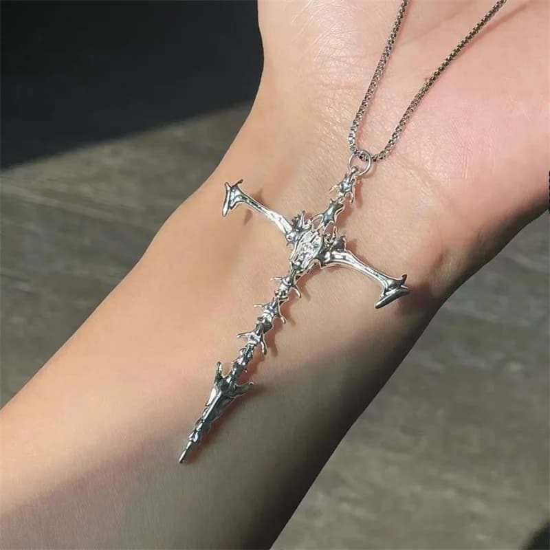 2025 gothique Punk croix pendentif collier pour femmes hommes Vintage unisexe argent noir Hip-Hop chaîne mode bijoux accessoires cadeau