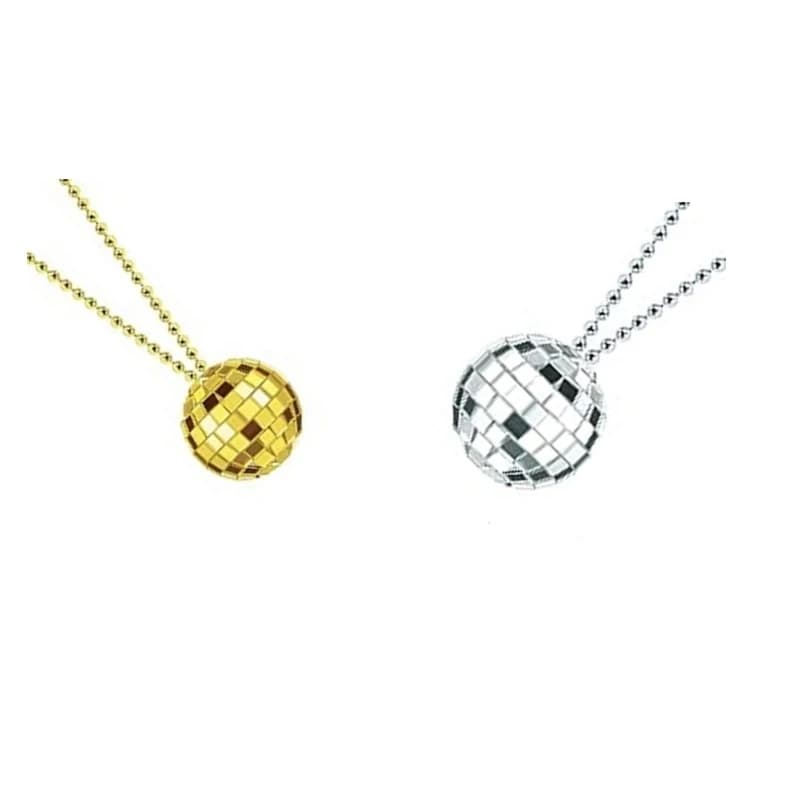 Collier pendentif boule Chang miroir à la mode des années 70