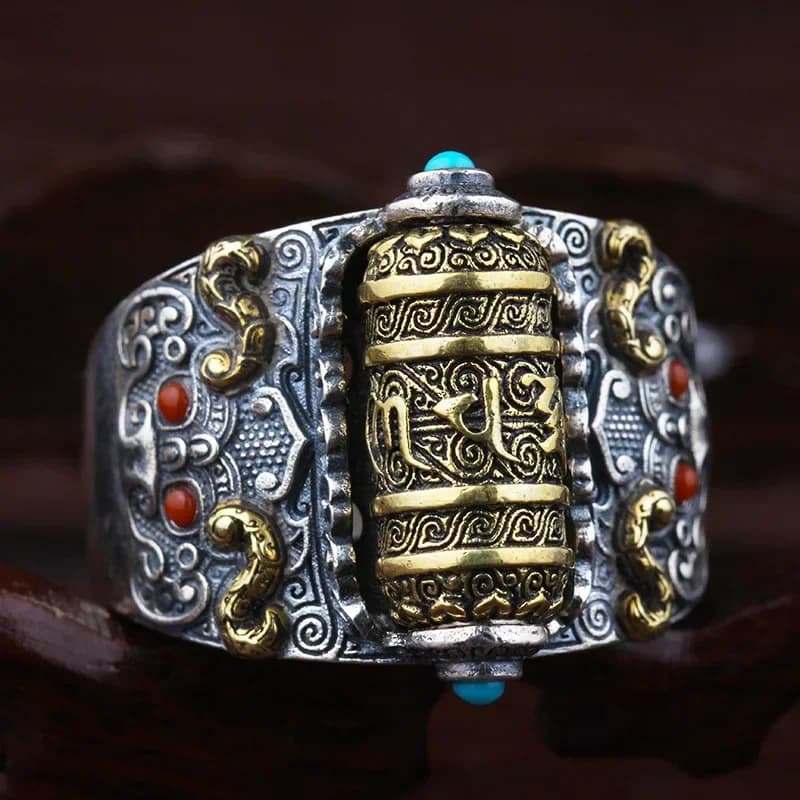 Bague porte-bonheur en Turquoise véritable, Jade naturel, anneaux réglables, cadeau, bijoux de charme, Talismans Vintage, pierre précieuse sculptée de styliste
