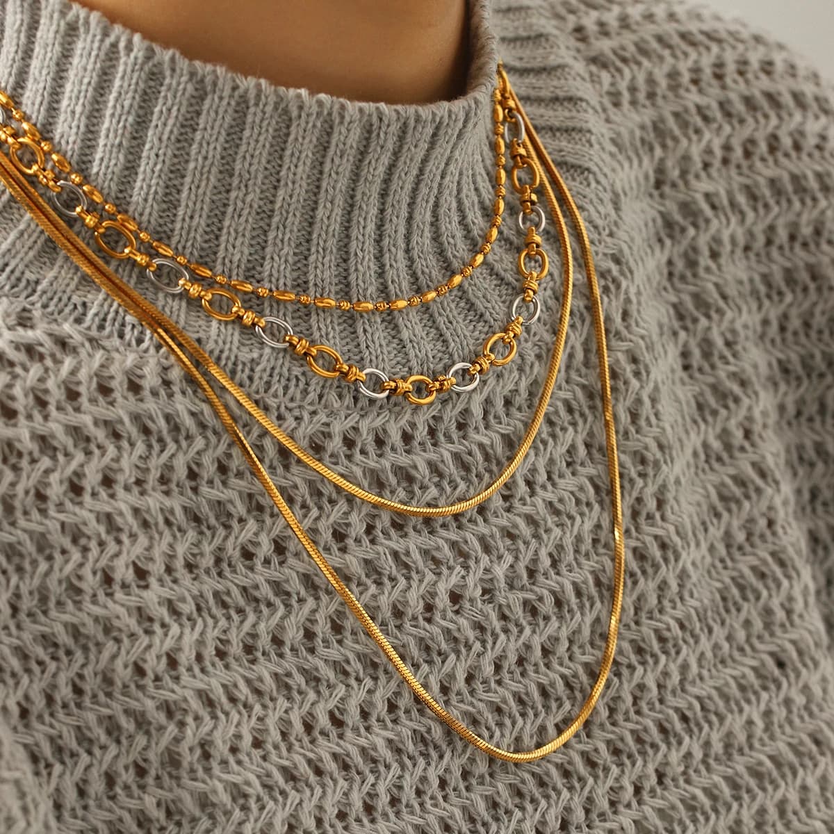 Colliers superposés en acier inoxydable plaqué or, colliers à chaîne empilables, bijoux bohèmes tendance pour femmes, cadeau pour elle