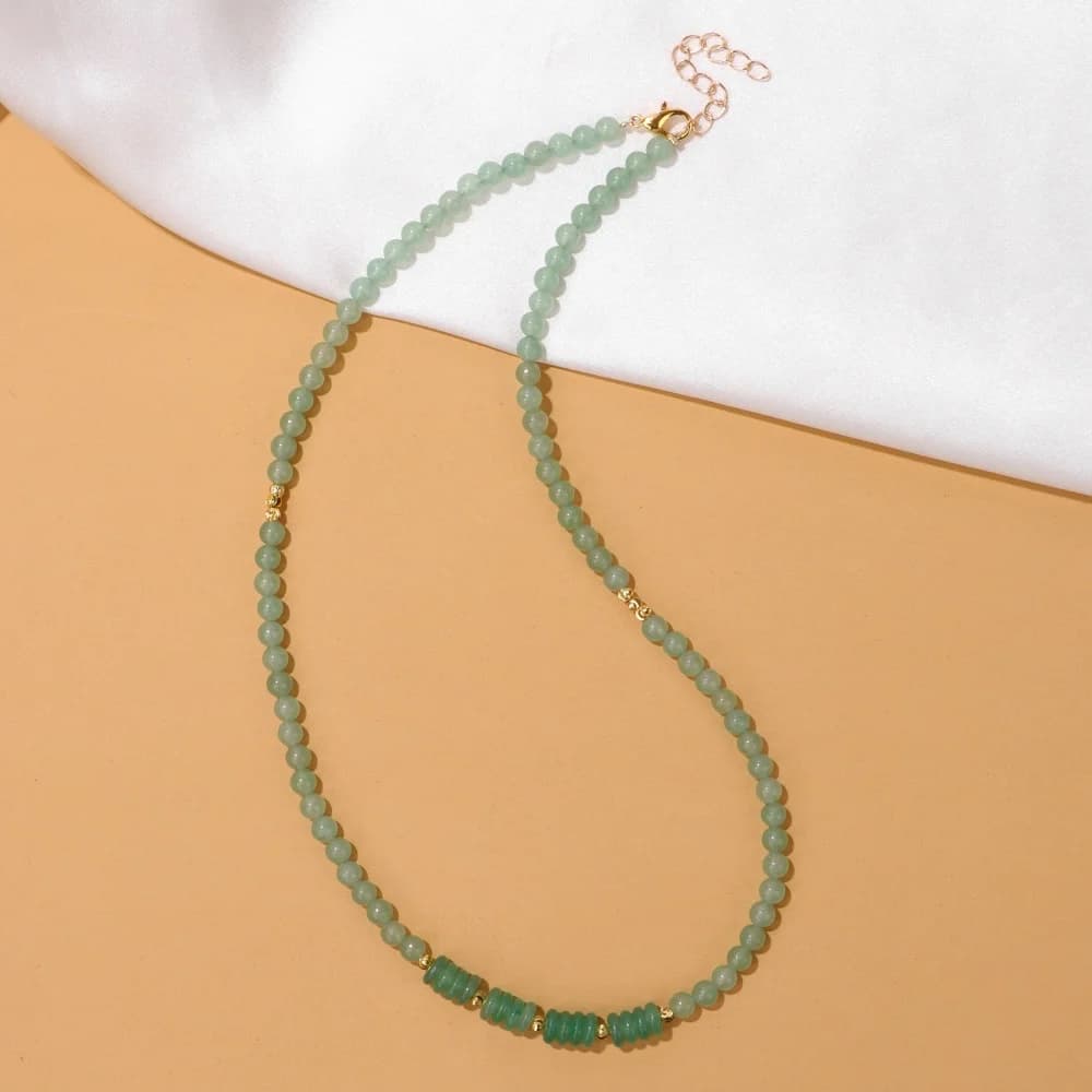 Collier de perles plates en pierre naturelle pour hommes et femmes, tour de cou en lapis-lazuli, ystes d'atterrissage, aventurine, turquoise, quartz, cadeau de bijoux de la présidence