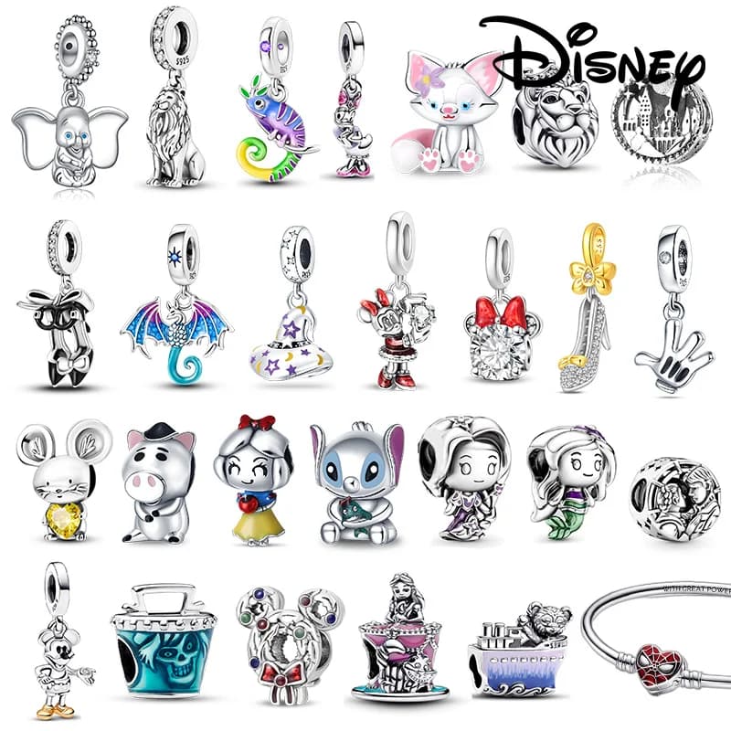 Pendentifs Disney en argent 925 Alice et Daisy Duck, Blanche-Neige, Raiponce, compatibles avec les colliers ou les bracelets, cadeaux à faire soi-même