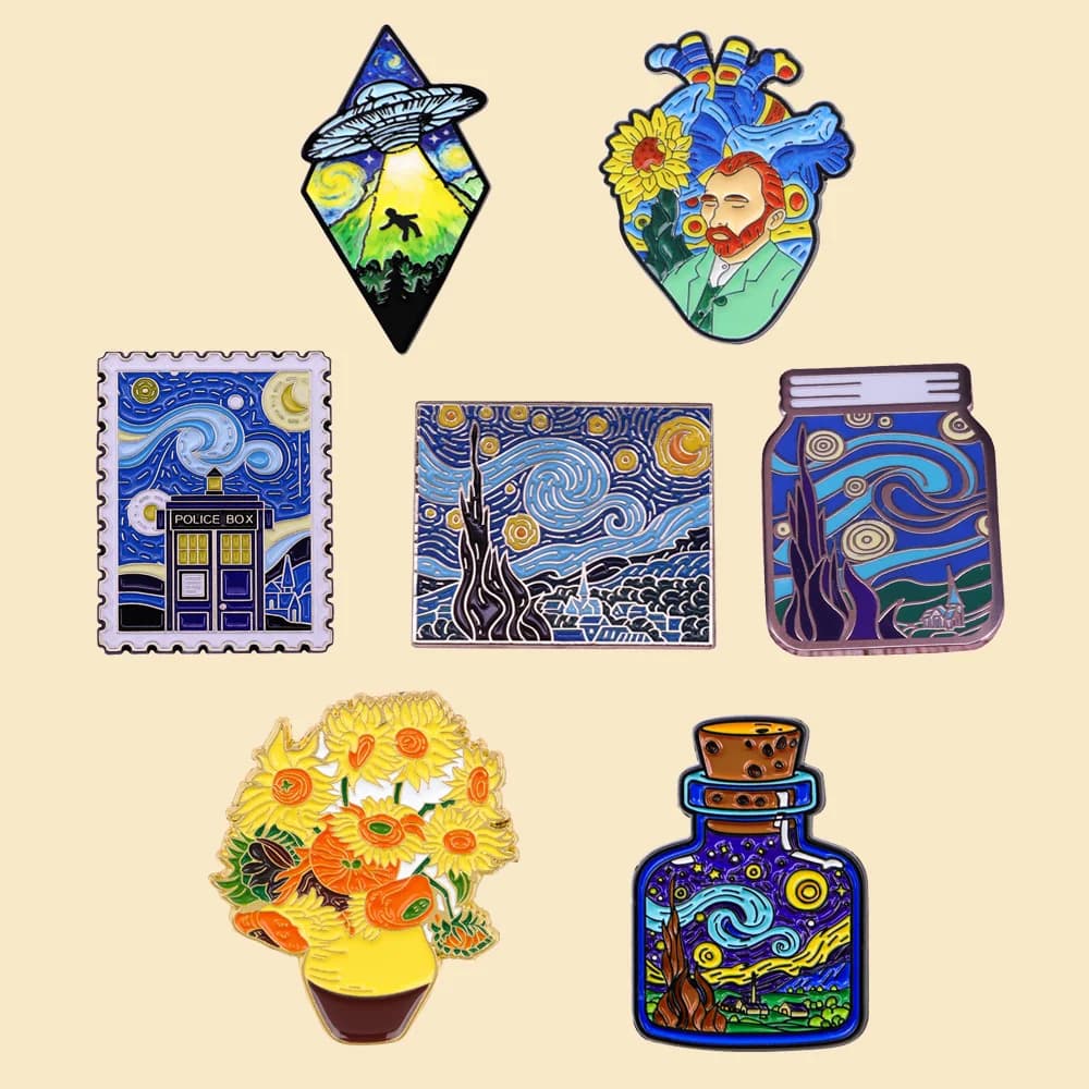 Épingles à revers Van Gogh pour sacs à dos, broches pour hommes et femmes sur vêtements, Badges en émail doux, accessoires de bijoux, jouets cadeaux
