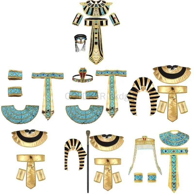 Ensemble de bijoux Vintage de Style pharaon égyptien, collier, Bracelet, casque, Costume de Cosplay, fête d'halloween, accessoire de l'egypte ancienne