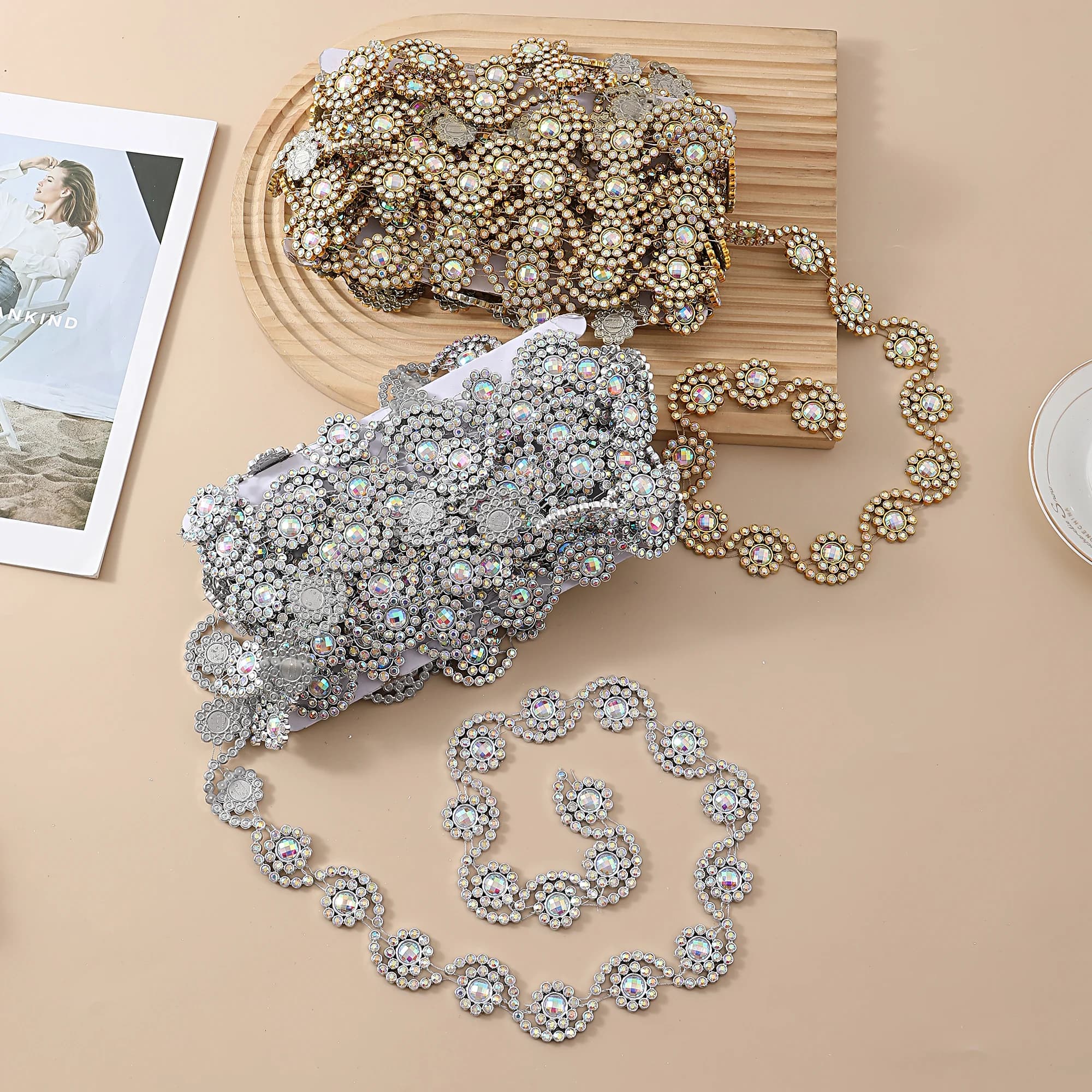 9 Yards bijoux matériaux ligne diamant 2.8cm couture strass acrylique accessoires franges dentelle vêtements pièces gland décoration