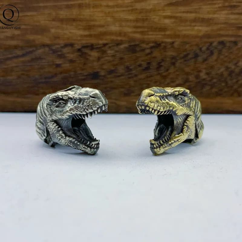 Couteau en laiton tyrannosaure jurassique, perle, bijoux, bricolage, paracorde, accessoires suspendus, Animal EDC, outil d'extérieur, pendentifs de lanière, 2022