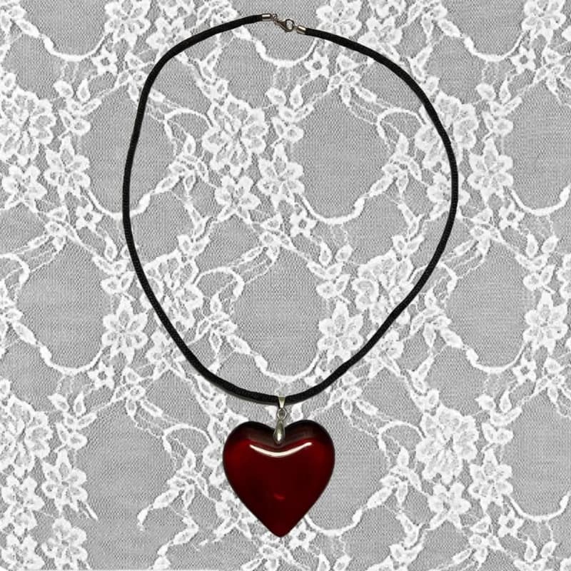 Collier cœur rouge Y2k pour femmes, mode Vintage, grands cœurs, pendentifs, chaîne en corde, cadeau pour filles, accessoires bijoux gothiques