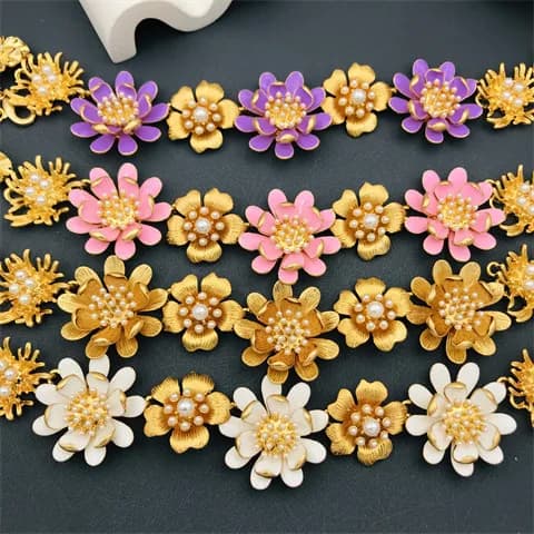 Nouveau Collier Femme en Émail à Motif Floral