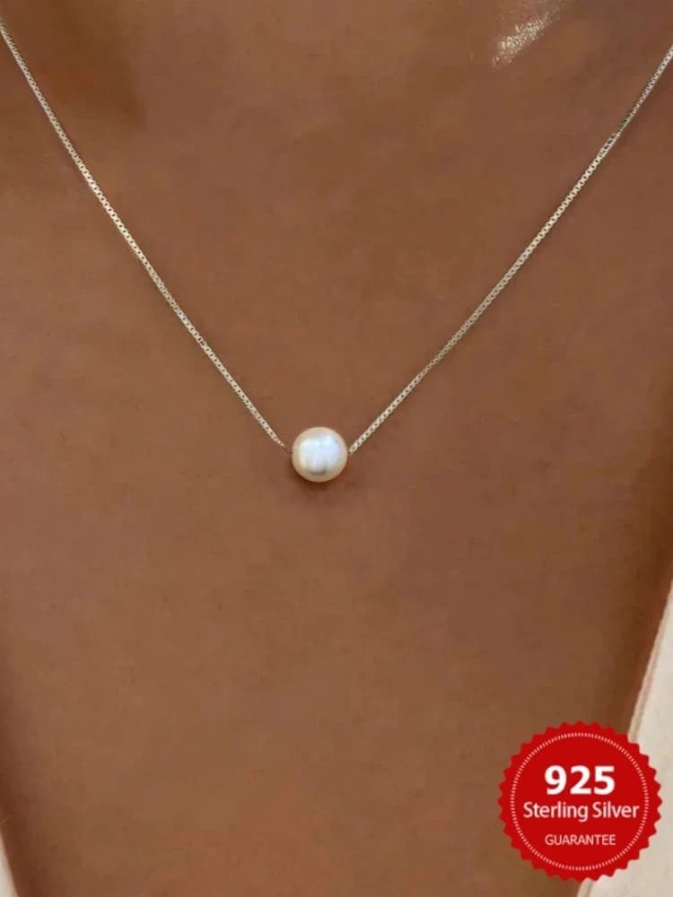 Collier avec pendentif en nacre pour femmes, en argent Sterling 925, de luxe, blanc, 6MM, 8MM, 10MM, accessoires bijoux de mariage