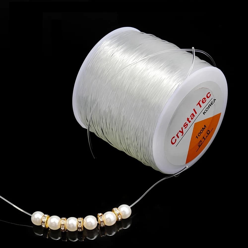 1 rouleau rond Transparent fil de poisson fil élastique ligne de cristal bricolage perlé corde élastique bijoux accessoires en gros