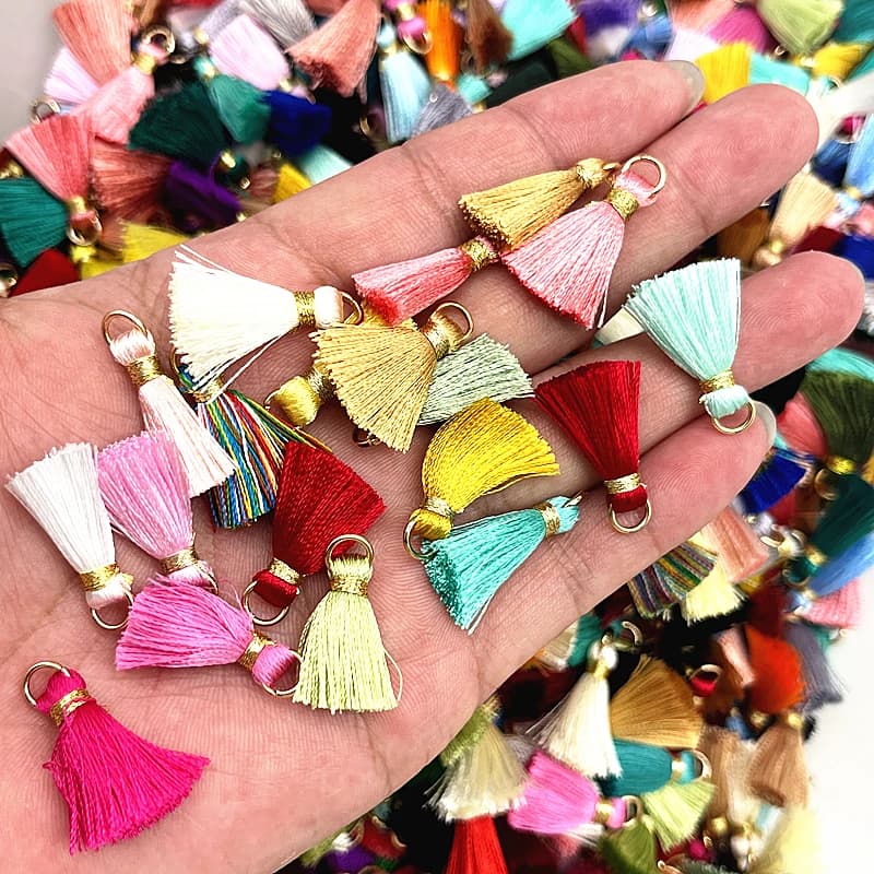 Mini anneau de suspension en métal de 20mm, 10 pièces/lot, garniture de pompon, pendentif, bricolage, bijoux artisanaux, boucles d'oreilles, matériaux de décoration, garniture de frange
