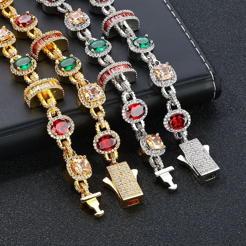 ESKEEM – collier glacé multicolore en rubis et émeraude
