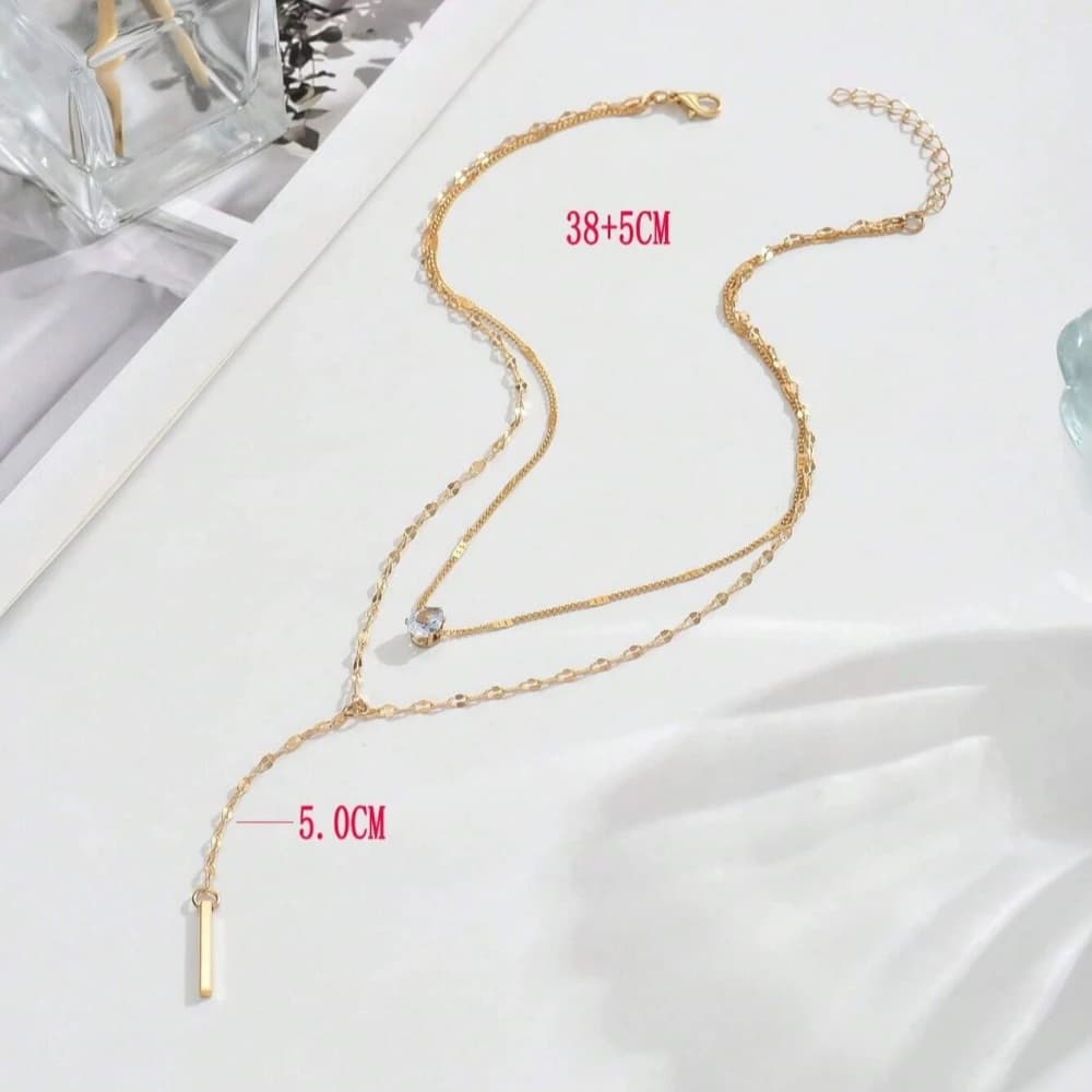 Collier délicat double couche en Y pour femme