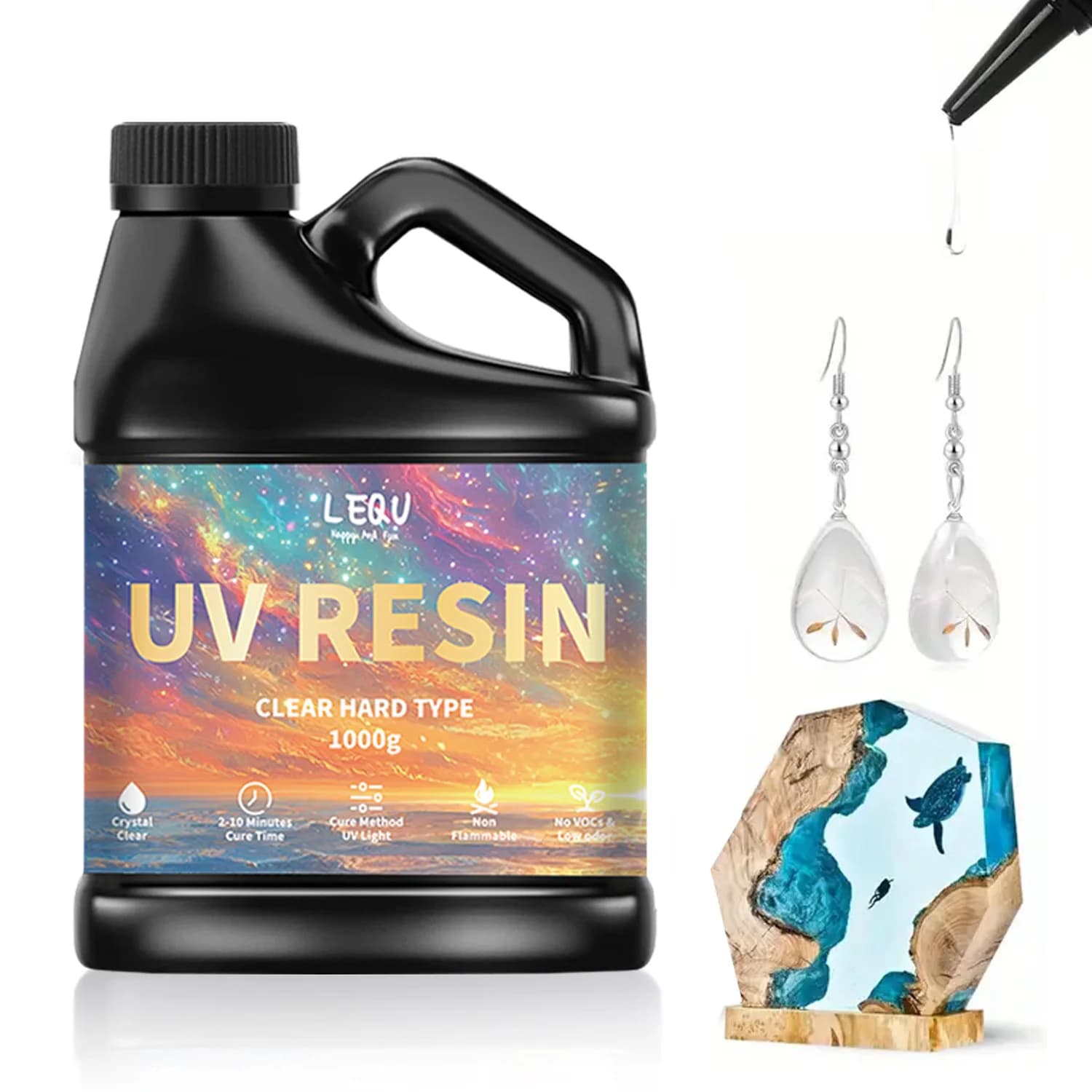 Colle à résine époxy UV 500g/1000g, haute clarté, séchage rapide, adhésif haute dureté, fournitures de bricolage pour la fabrication de bijoux en résine
