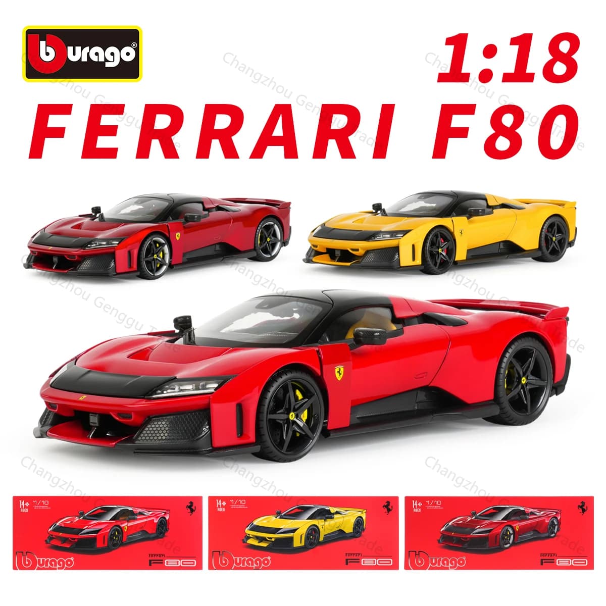 Bburago 1:18 Ferrari F80 Version Raffinée Voiture Sportive Modèle Statique en Die-Cast Véhicules de Collection Jouets