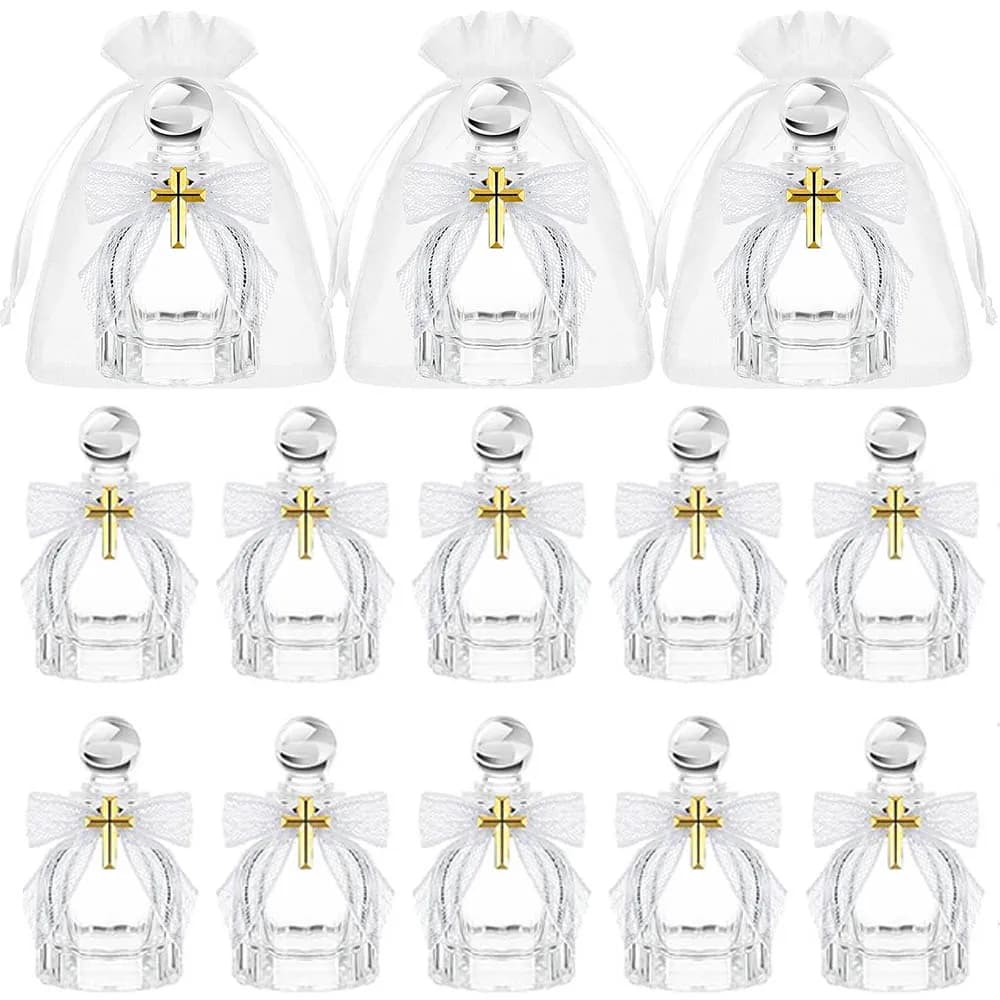 Cadeaux de baptême pour invités, bouteilles sacrées avec croix, récipient d'eau chrétienne catholique pour cadeaux de sainte Communion, mariage d'église