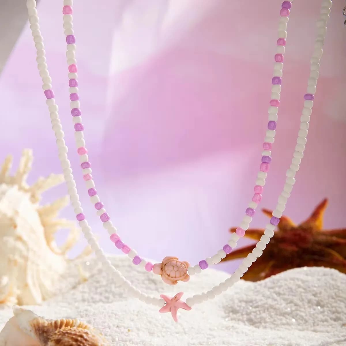 Tocona-Collier de perles colorées bohème pour femme, tour de cou tortue étoile de mer, bijoux faits à la main, accessoires JOBeach, été