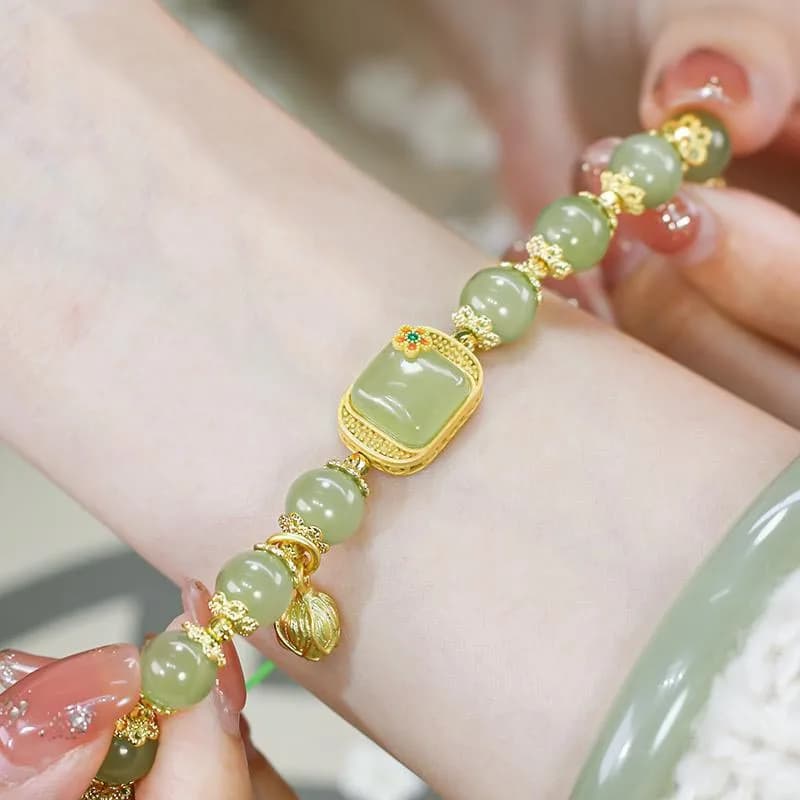 Bracelet en Jade Hetian naturel pour femmes, bijoux de tempérament élégant, haut sens, bijoux cadeau de fête de mariage