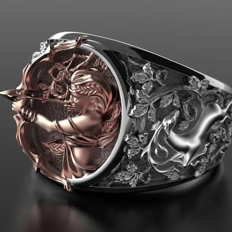 Bague déesse grecque Artemis, bague ouverte tendance et polyvalente, bijoux de couple haut de gamme et robustes