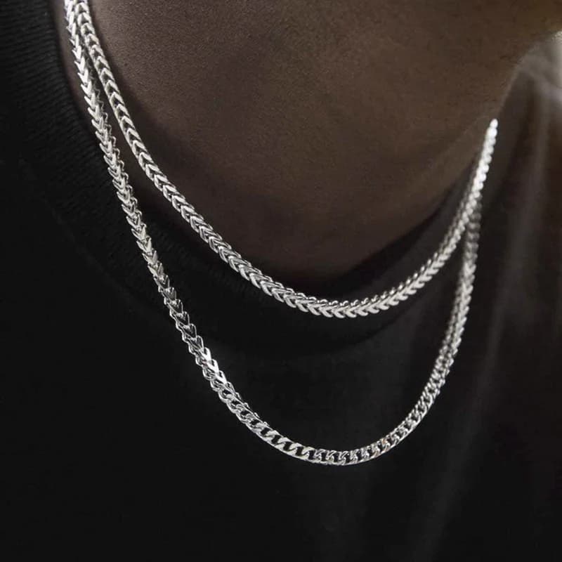 Tire JONecklace-Collier en acier inoxydable pour hommes et garçons, optique de 3mm, cadeaux de bijoux pour hommes