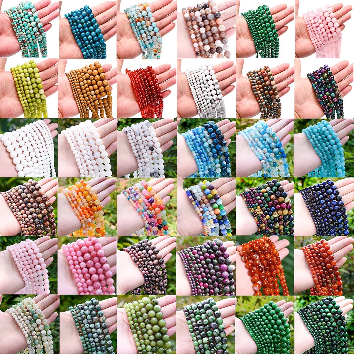 Perles en pierre naturelle 4 6 8 10mm oeil de tigre lave Tourmaline Jades cristaux d'agate opale perle pour la fabrication de bijoux bracelet à bricoler soi-même collier