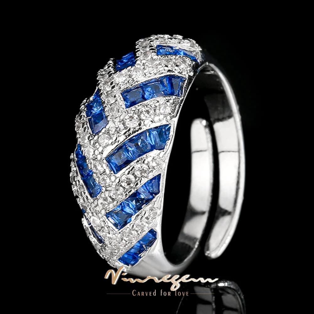 Vinregem Lab créé saphir rubis émeraude gemmes Vintage ouvert anneau réglable pour les femmes cadeau anniversaire bijoux fins en gros