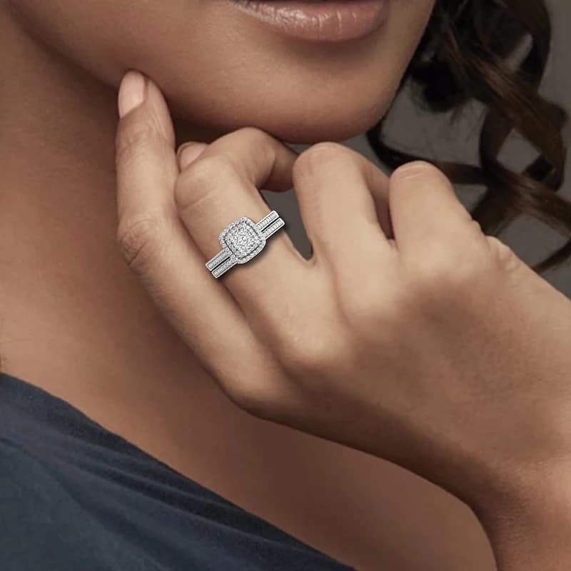 Szjinao – ensemble de bagues en Moissanite pour femmes, bijoux de mariage originaux en argent 925, bijoux de luxe, cadeau d'anniversaire pour dames, tendance, 2 pièces
