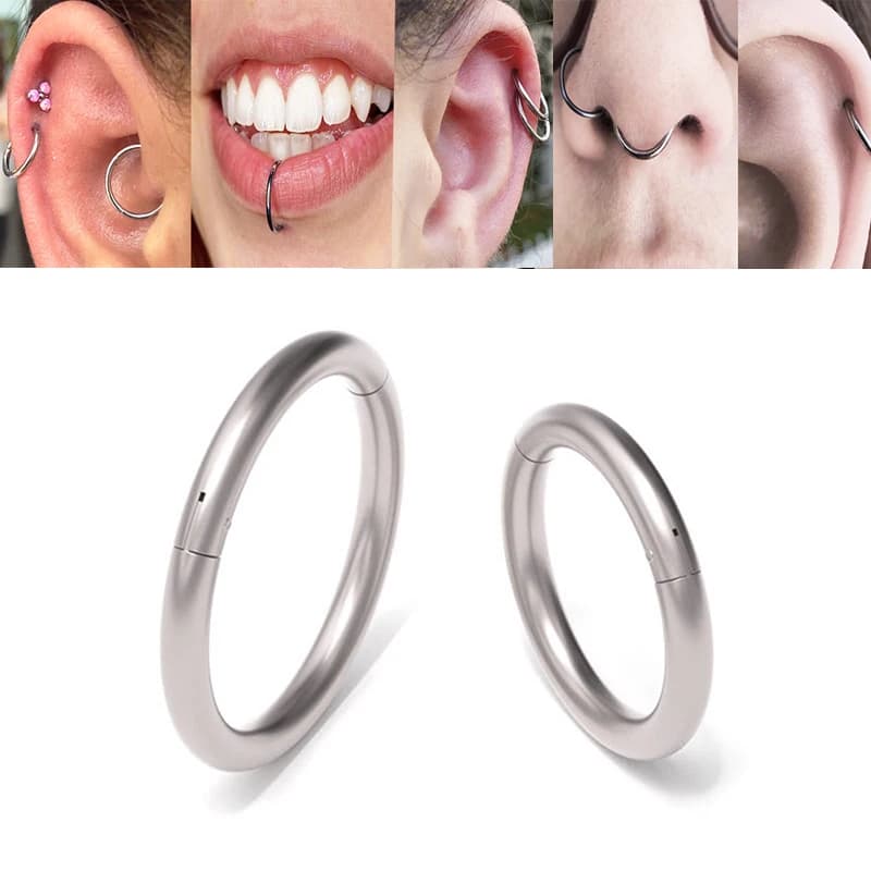 Anneaux de nez en acier chirurgical, Piercings de septum, Boucles d'oreilles, Anneaux clicker à segment articulé, Bijoux perforants pour lèvre, téton, cartilage d'oreille, hélix