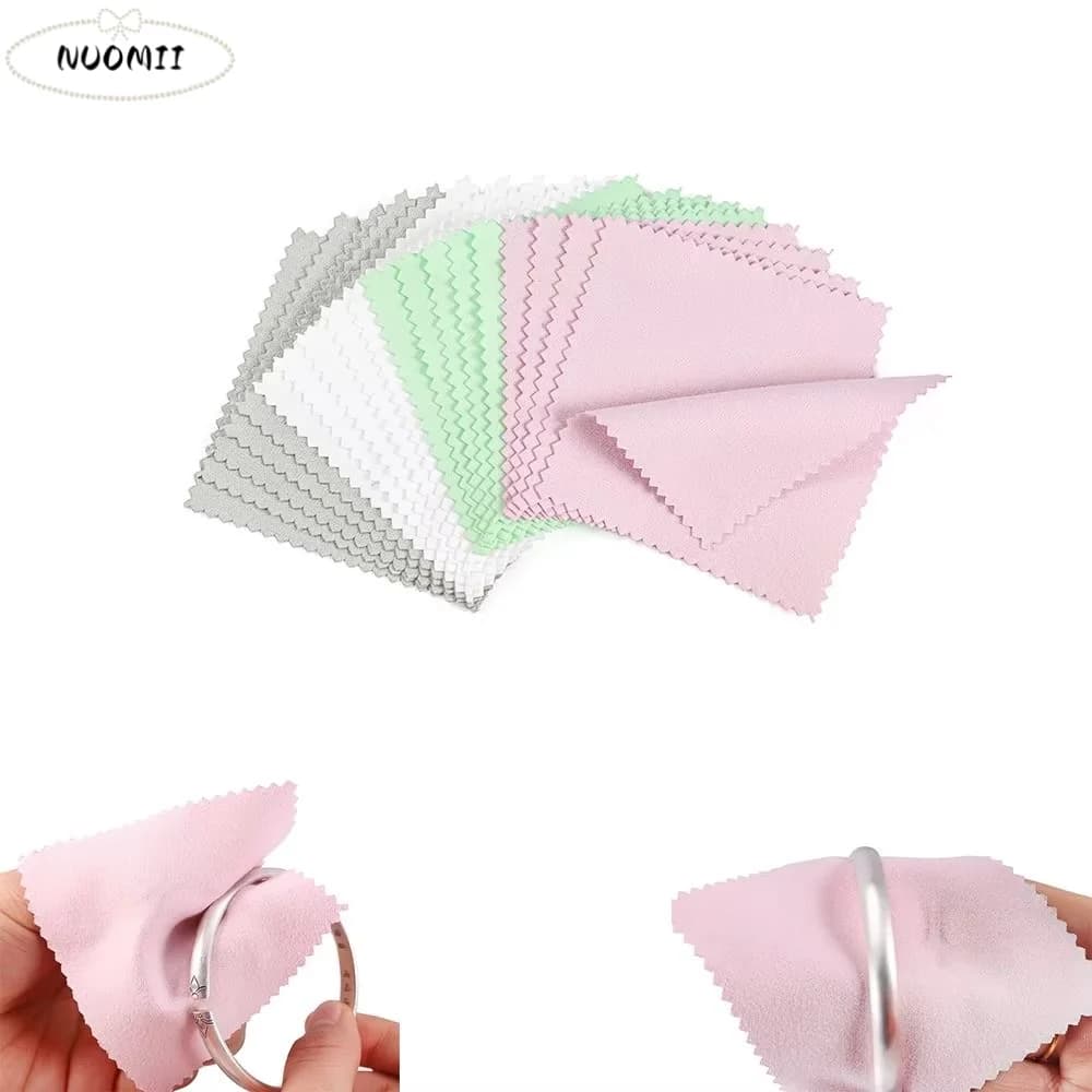 50 chiffons de nettoyage pour bijoux 8x8cm, réutilisables, en tissu doux, pour polir l'argent, non toxiques