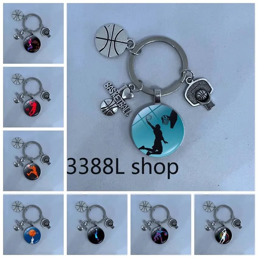 Porte-clés en alliage de verre avec pendentif 152, j'aime le basket-ball, bijoux populaires, cadeaux pour les amis qui aiment jouer au basket-ball