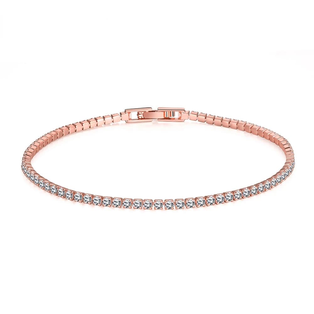 Bijoux en argent 925 or Rose, Bracelet de Tennis 16-18cm, zircone 2mm, cadeau d'anniversaire, Bracelet en argent Sterling véritable