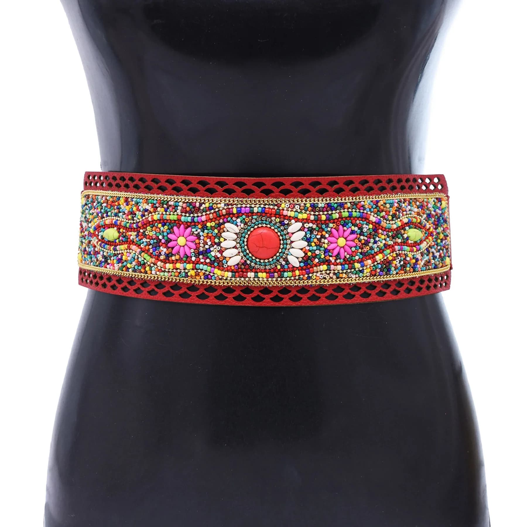 Vintage tibétain nouvelle résine colorée perle Turquoise ceinture en cuir bijoux de corps traditionnel ethnique femmes ceinture bijoux accessoire