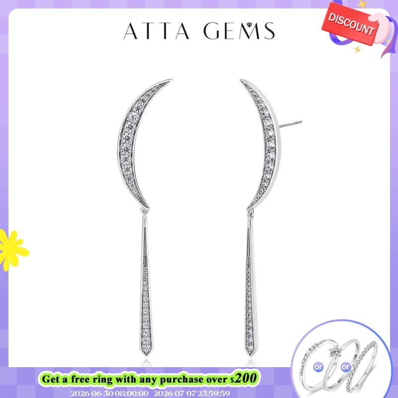 ATTAGEMS élégant 5A Zircon boucles d'oreilles pour femmes laboratoire créé Gemston S925 argent blanc plaqué or mariage mariée bijoux cadeaux