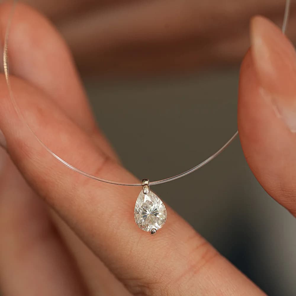 D VVS1 0.5-5 Carat Moissanite pendentif collier pour femmes 925 en argent Sterling Transparent ligne de pêche chaîne bijoux de fête GRA