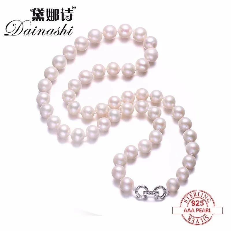 Collier de perles d'eau douce naturelles pour femmes, bijoux en perles fines et en argent, prix d'objets, collier près de rond, haute qualité