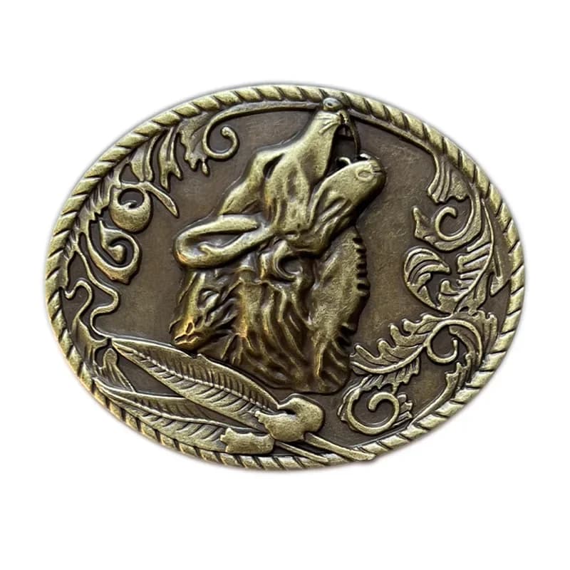 Boucle de ceinture Howling Western Cowboy Wolf Head – Accessoire à la mode pour hommes