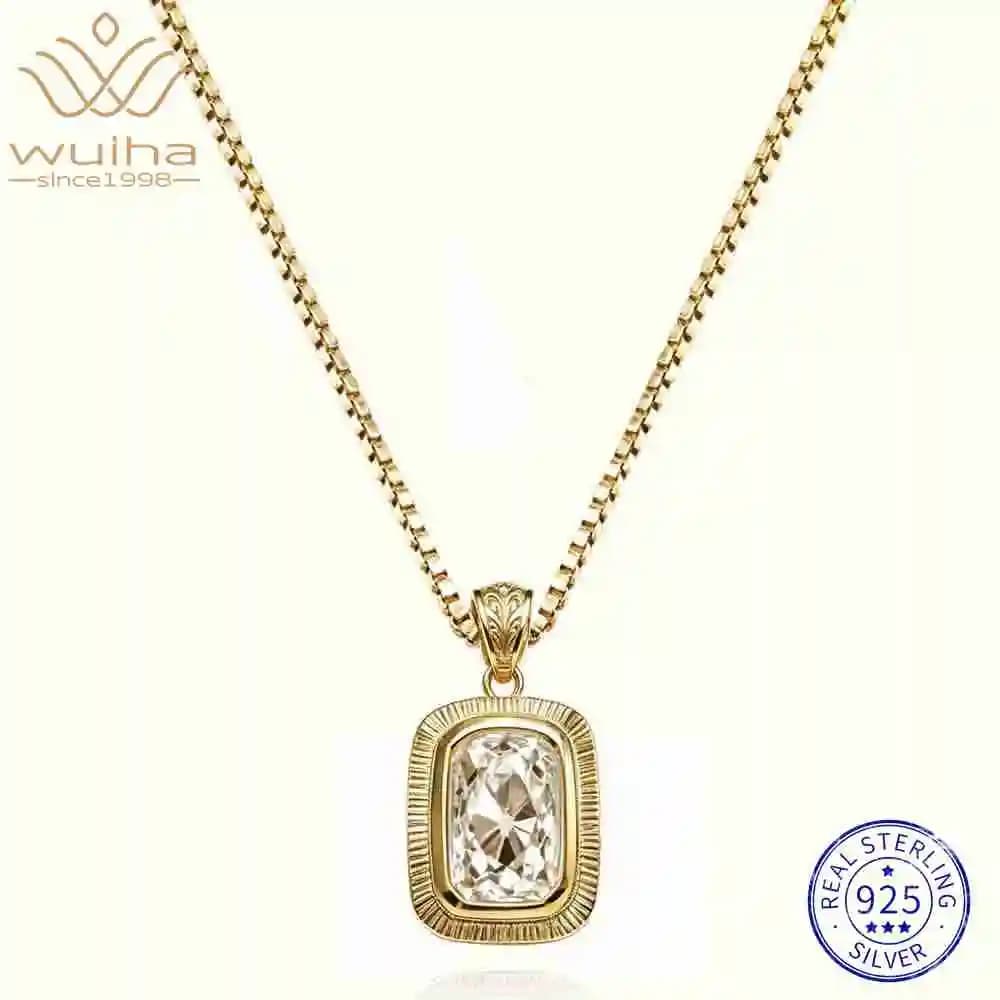 WUIHA – collier avec pendentif en argent Sterling 925, style Vintage, coupe européenne ancienne, diamants Moissanite véritables GRA, bijoux fins pour mariage et fiançailles