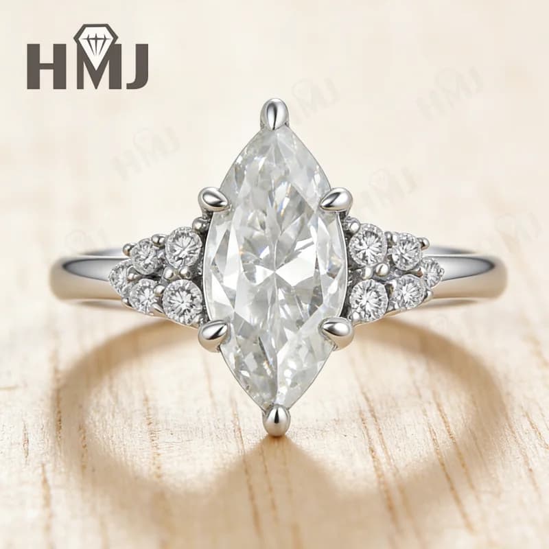 Bague Marquise 1,5 carat en Moissanite, Diamant, Argent Sterling 925, Bijoux de Fête, de Mariage, Cadeau d'Anniversaire pour Femme, Breloques en Gros