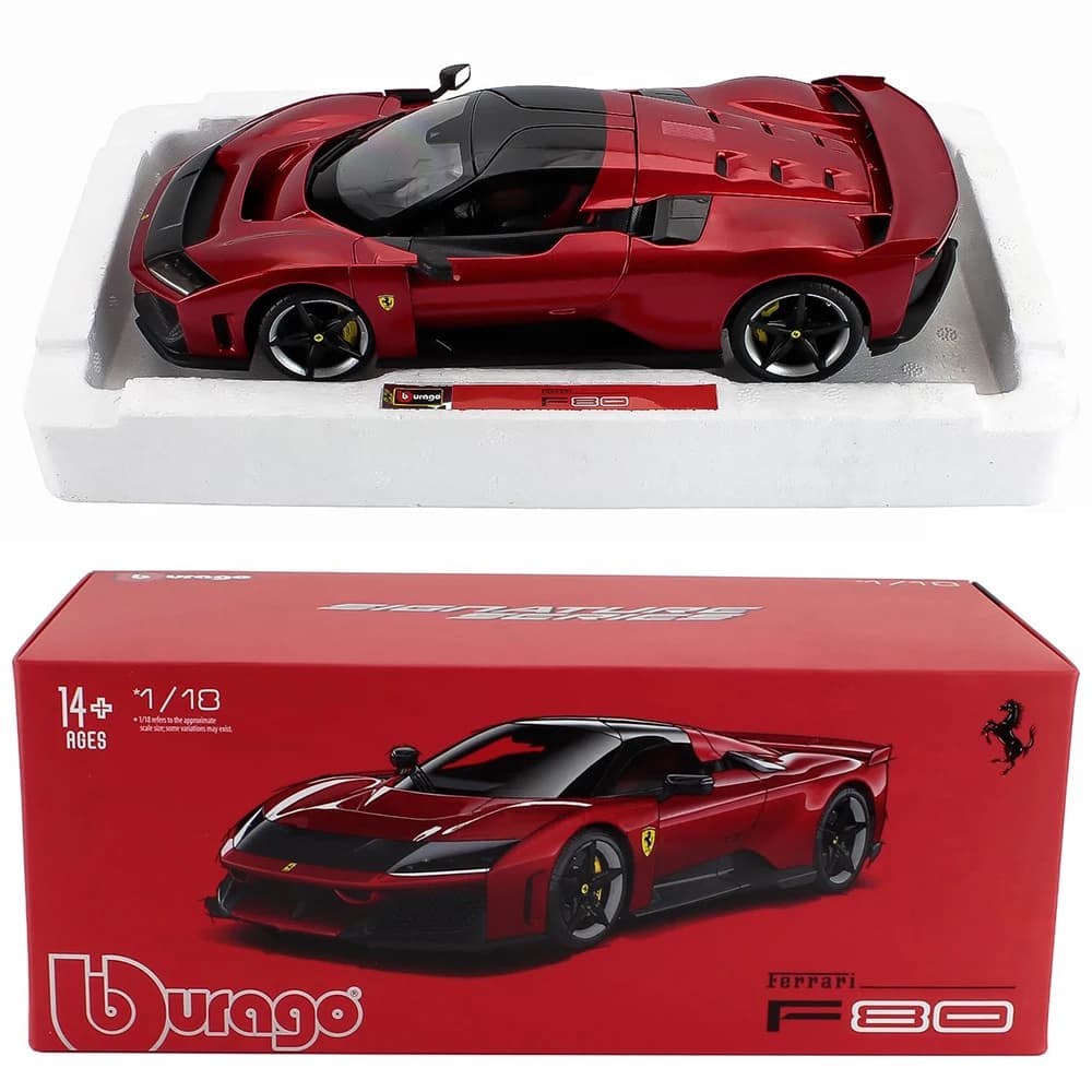Bburago 1:18 Ferrari F80 édition collector avec vitres de voiture, modèles de voitures en alliage, jouets, cadeaux, voitures de course, voitures miniatures