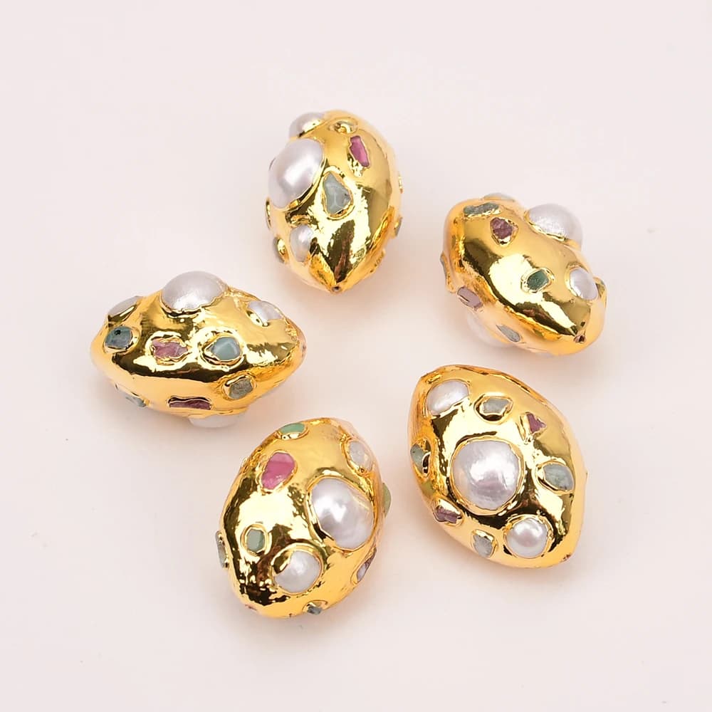 APDGG 5 perles ovales en tourmaline blanche cultivée Keshi, accessoires pour la fabrication de bijoux